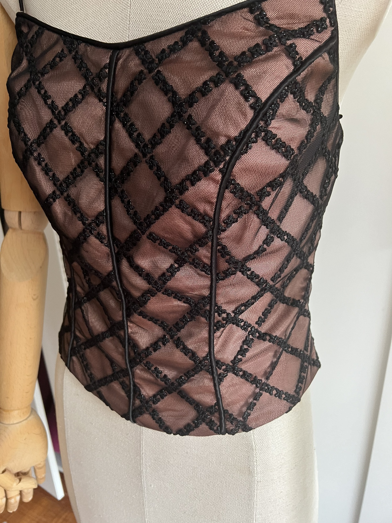 Black and pink Embroidered Corset Top - photo 2