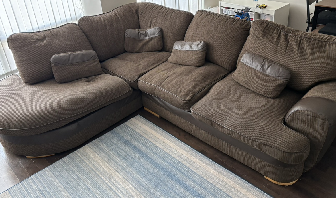 Brown Sectional Sofa with Ottoman