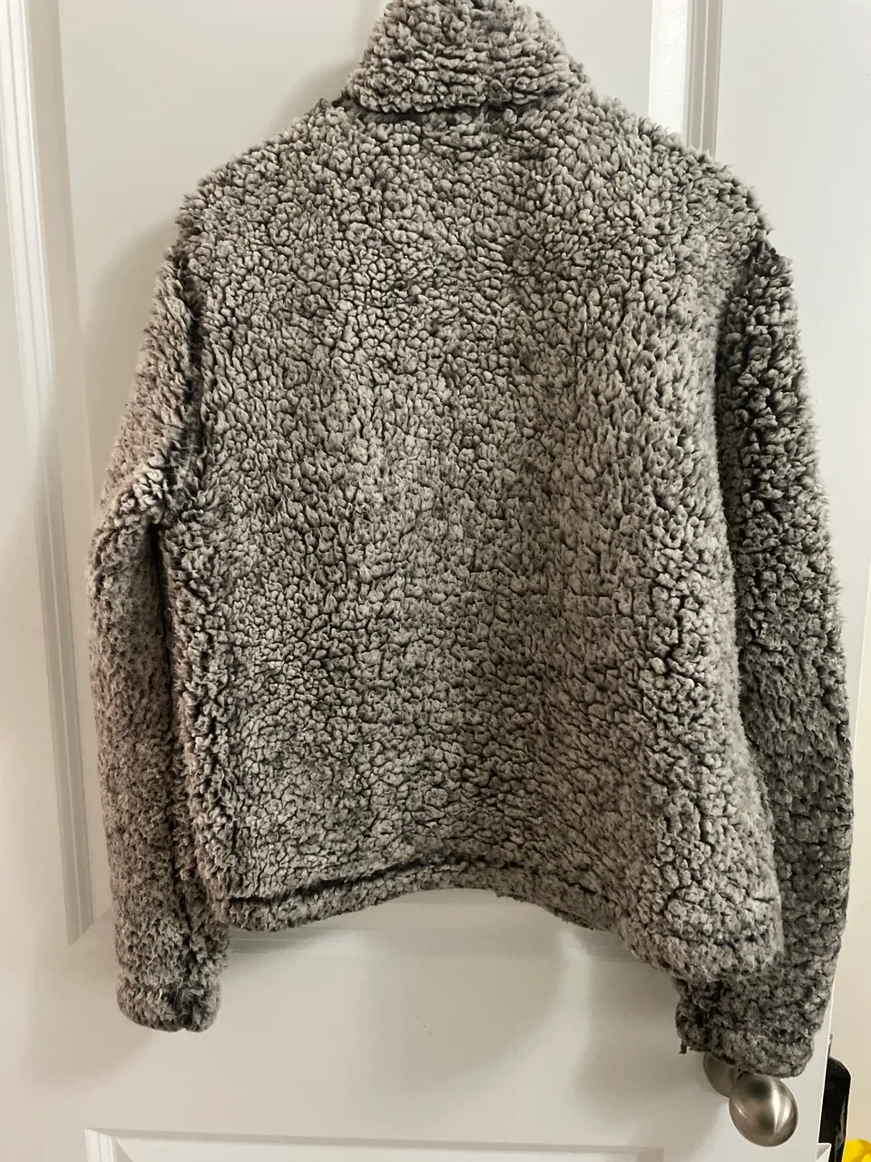 Garage grey fuzzy sweater size small like new image indicator(3)