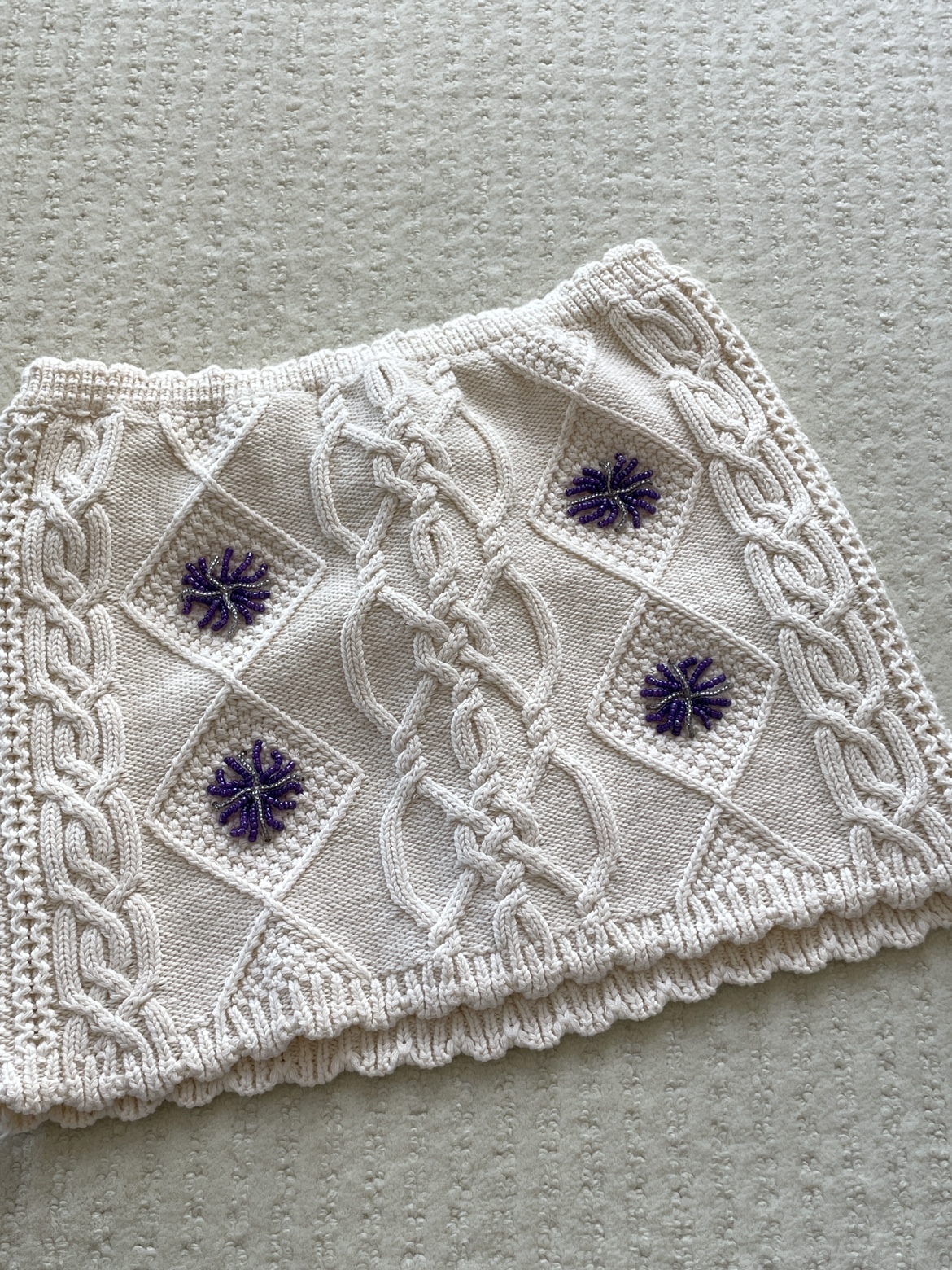 ZARA Cream Knit top with Beaded Flowers - photo 4
