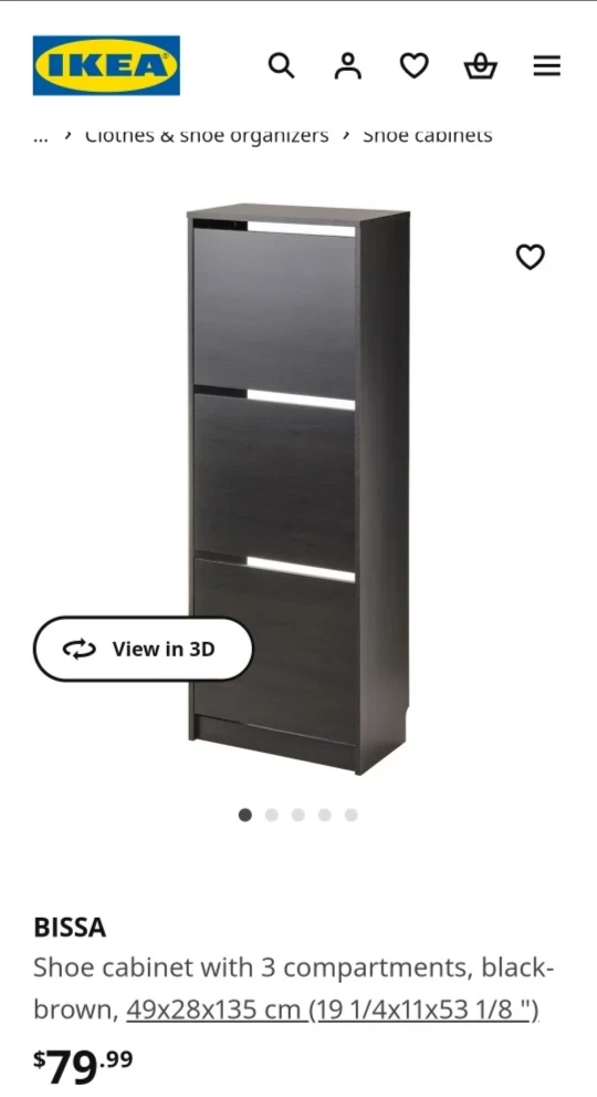 IKEA BISSA Black-Brown Shoe Cabinet