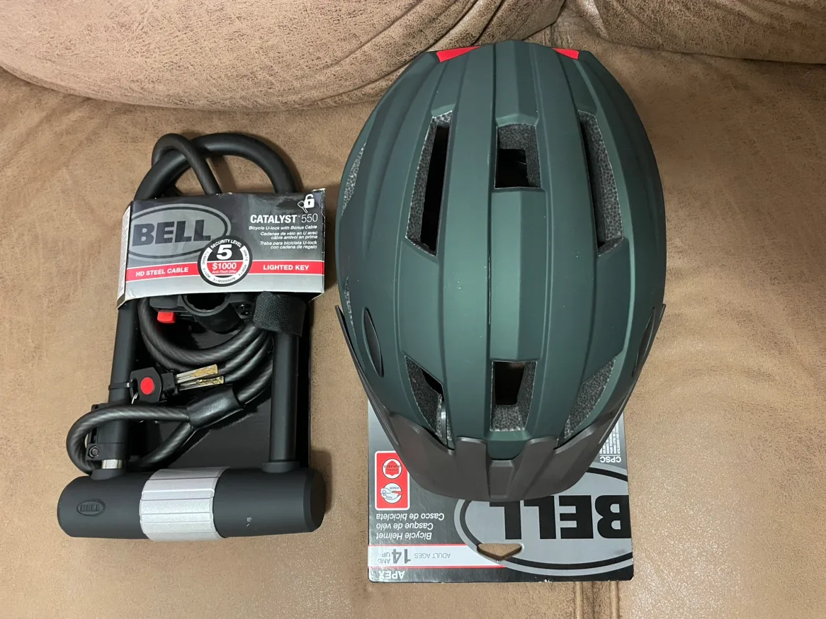 NEW Bike Adult-sized Helmet and U-Lock thumbnail