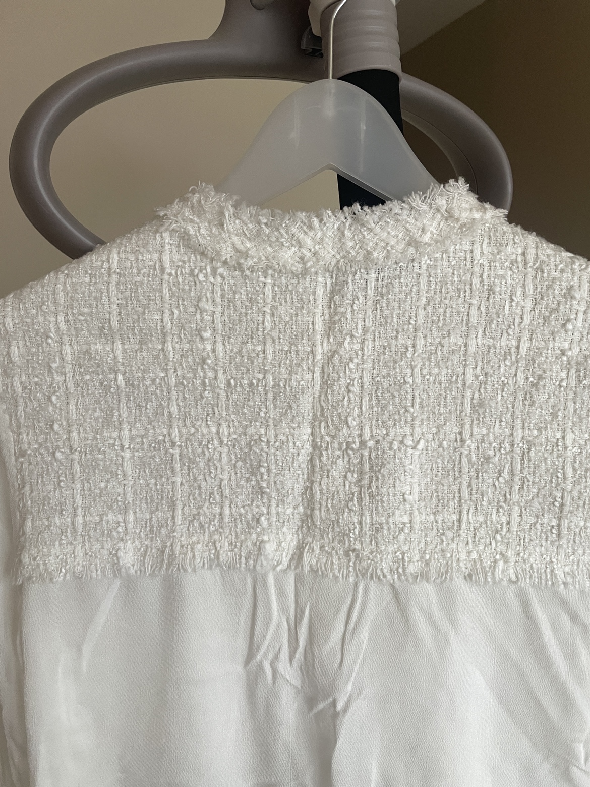 Zara White Blouse with Tweed Detail - photo 3