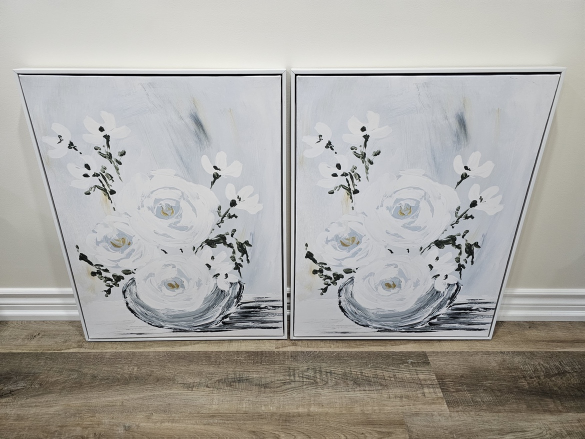 White Flower Canvas Wall Art