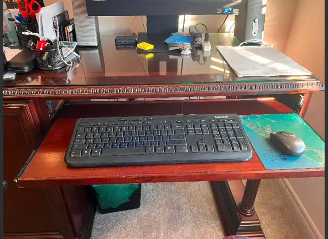 Solid Walnut computer desk with sliding keyboard tray - photo 2