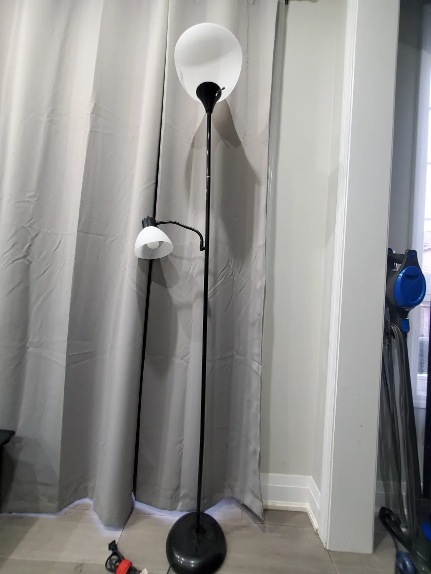 Black Floor Lamp with Two Lights thumbnail