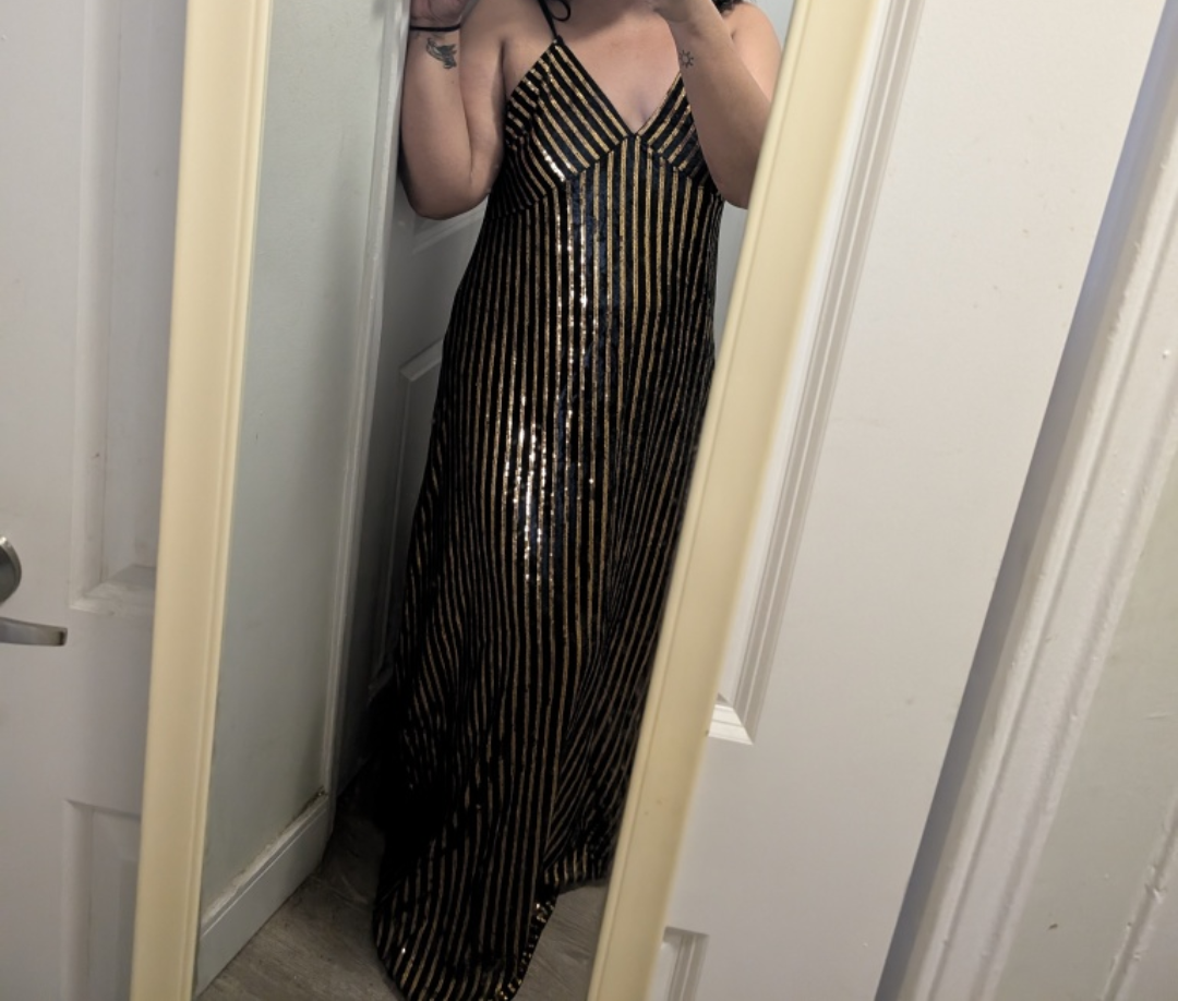 Black and Gold Sequin Dress -Prom/party/night out - photo 4