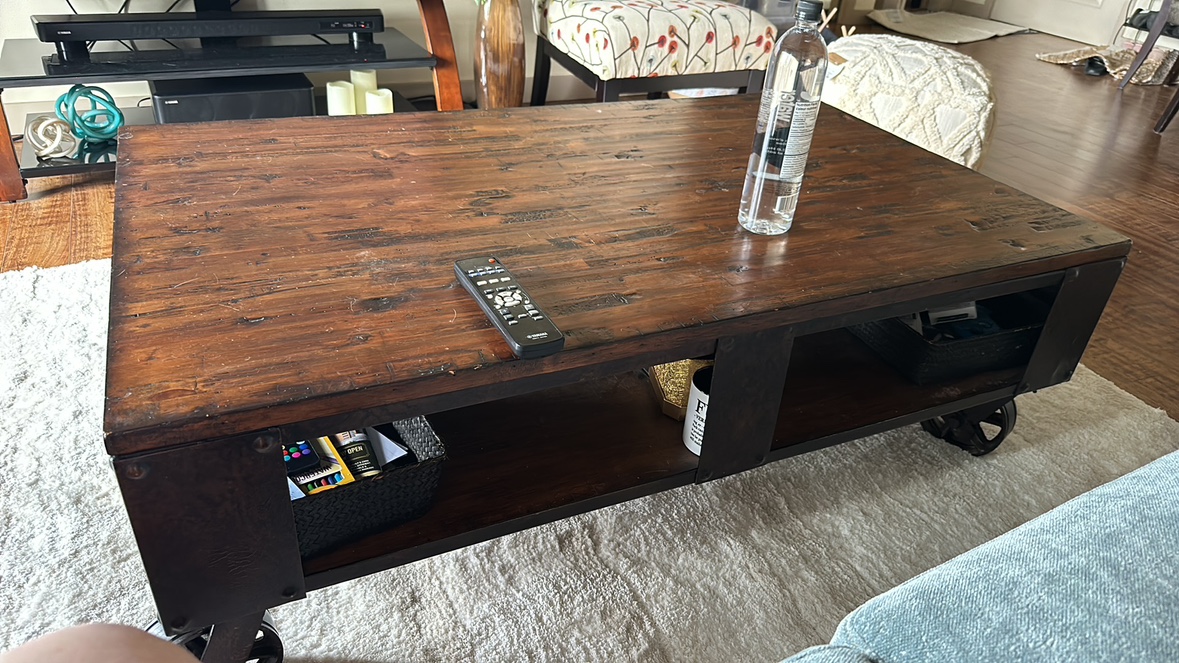 Industrial Style Coffee Table on Wheels