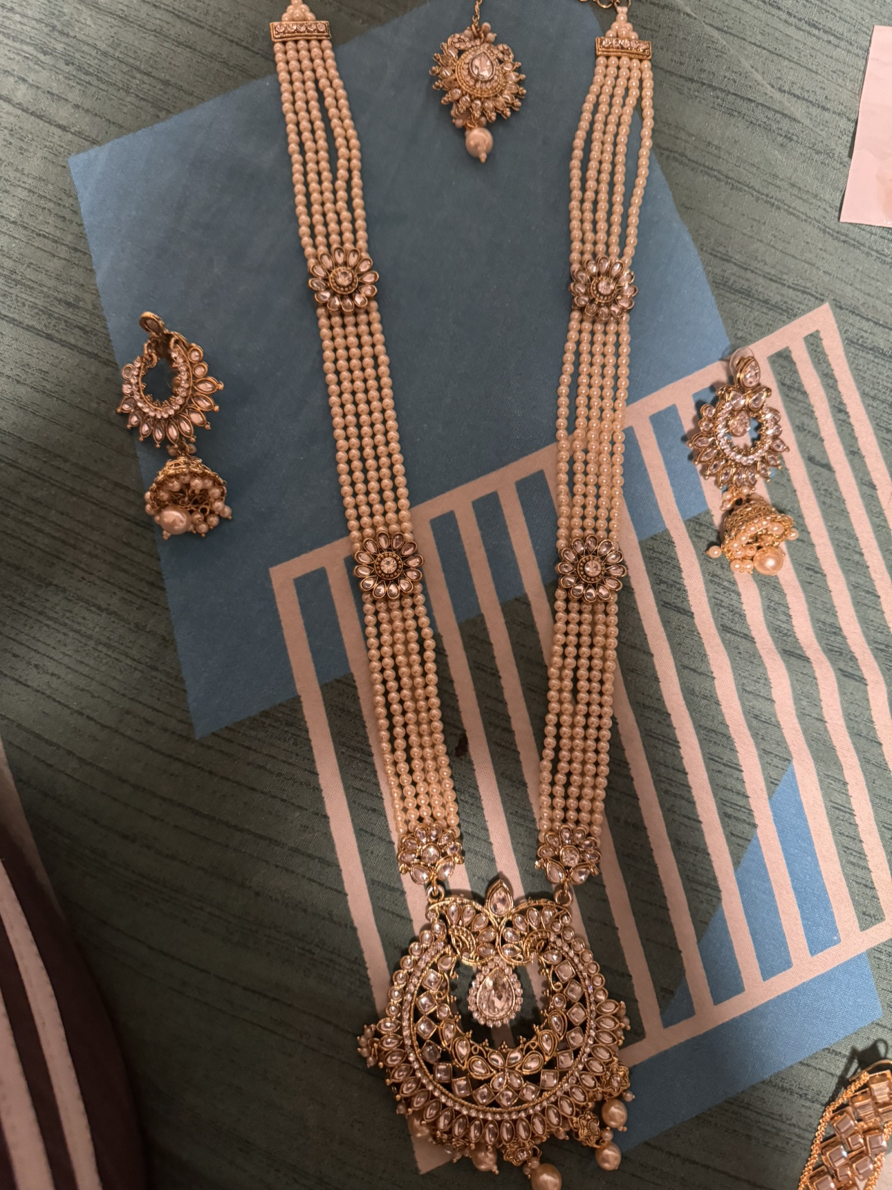 Pearl and Gold Indian Necklace Set