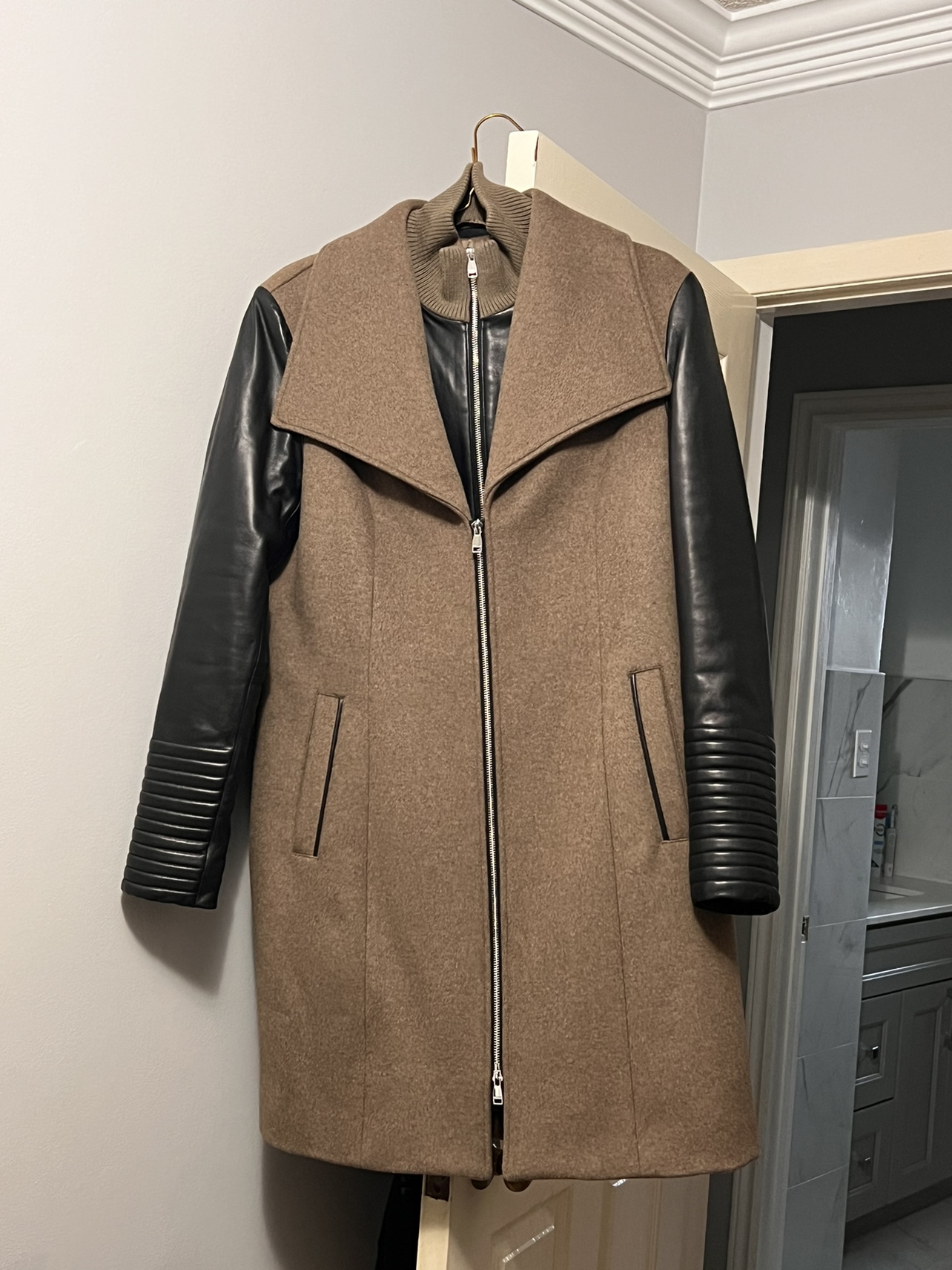 Women's Brown Wool and Leather Coat (Danier  Leather)
