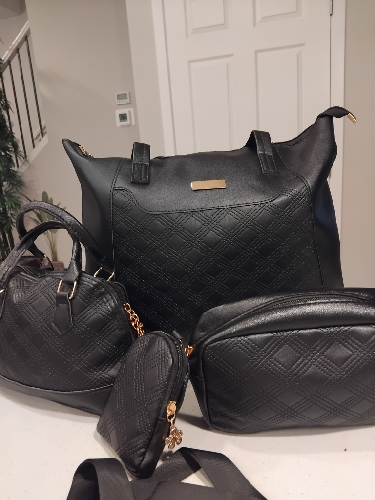 Black Quilted Handbag Set - photo 3