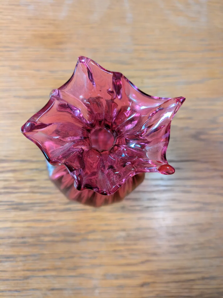 vintage cranberry glass sack vase image indicator(2)