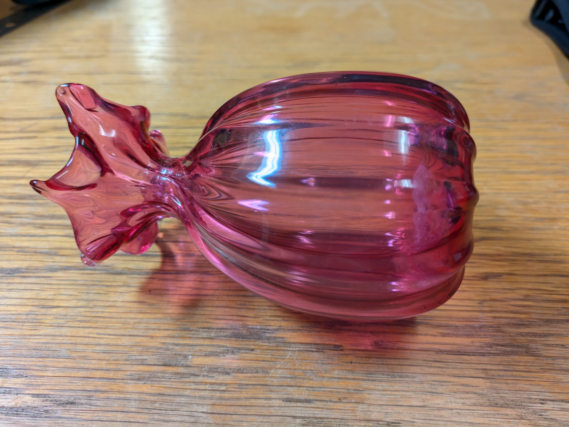 vintage cranberry glass sack vase - photo 3