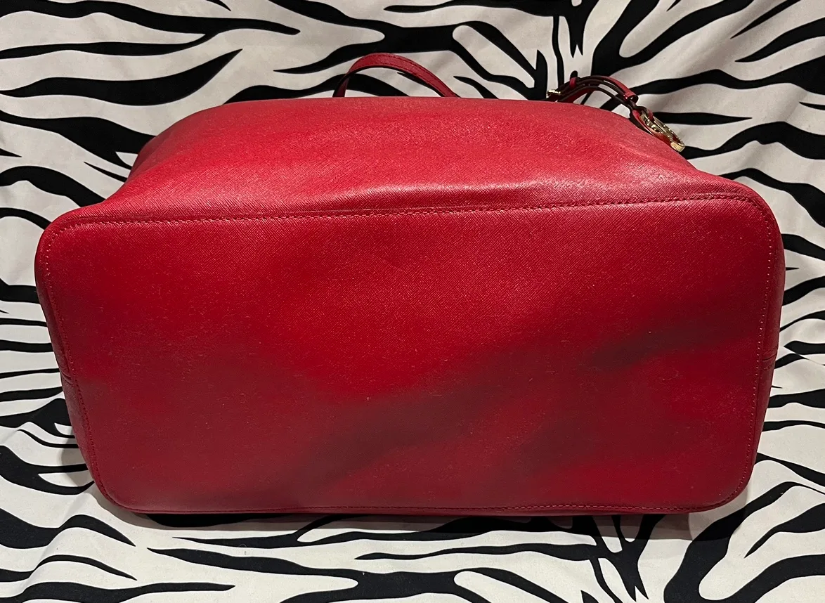 Large Red Michael Kors Tote Bag image indicator(4)