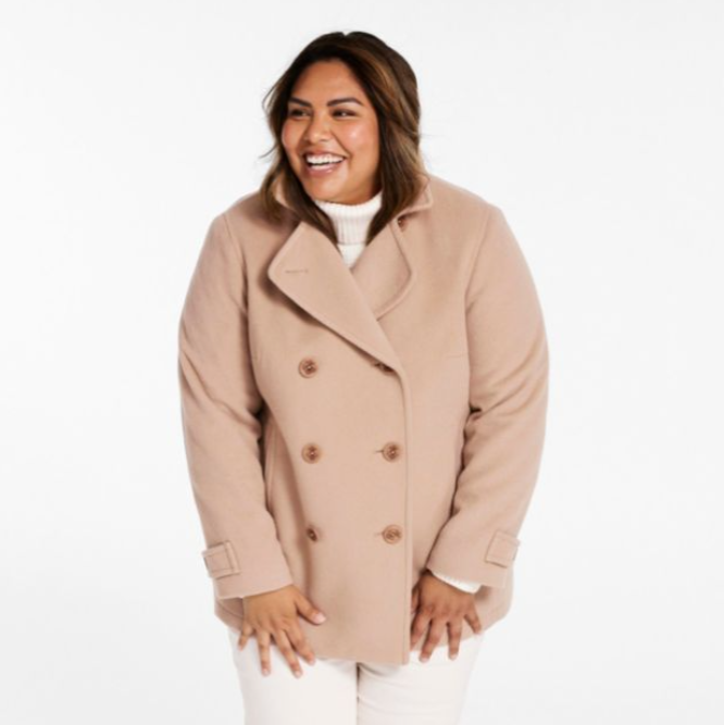 NWOT L.L. Bean Beige Pea Coat 100% Wool with Thinsulate - photo 2