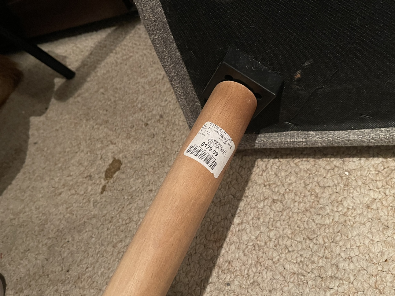 Grey Upholstered Ottoman with Solid Pine Legs from Home Sense - photo 3
