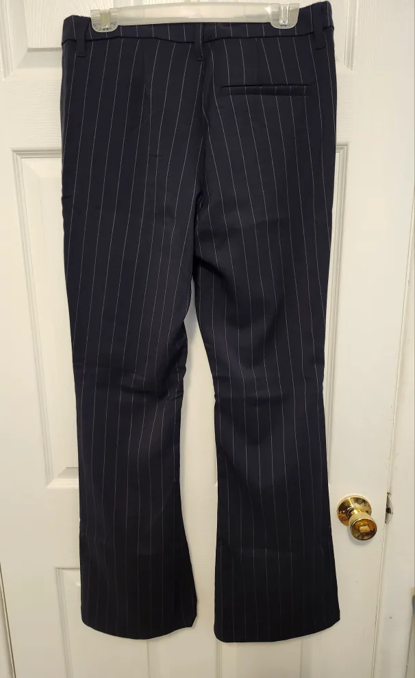 New Women's H&M Navy Blue and White Striped Pants - Size 10 image indicator(8)