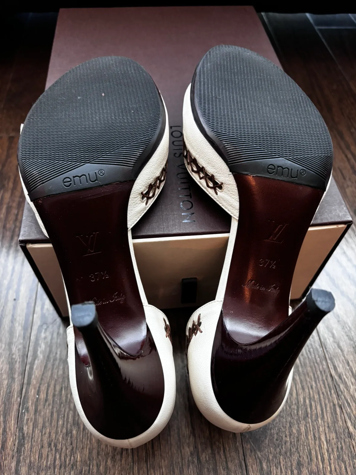 Louis Vuitton White Leather Heels image indicator(4)