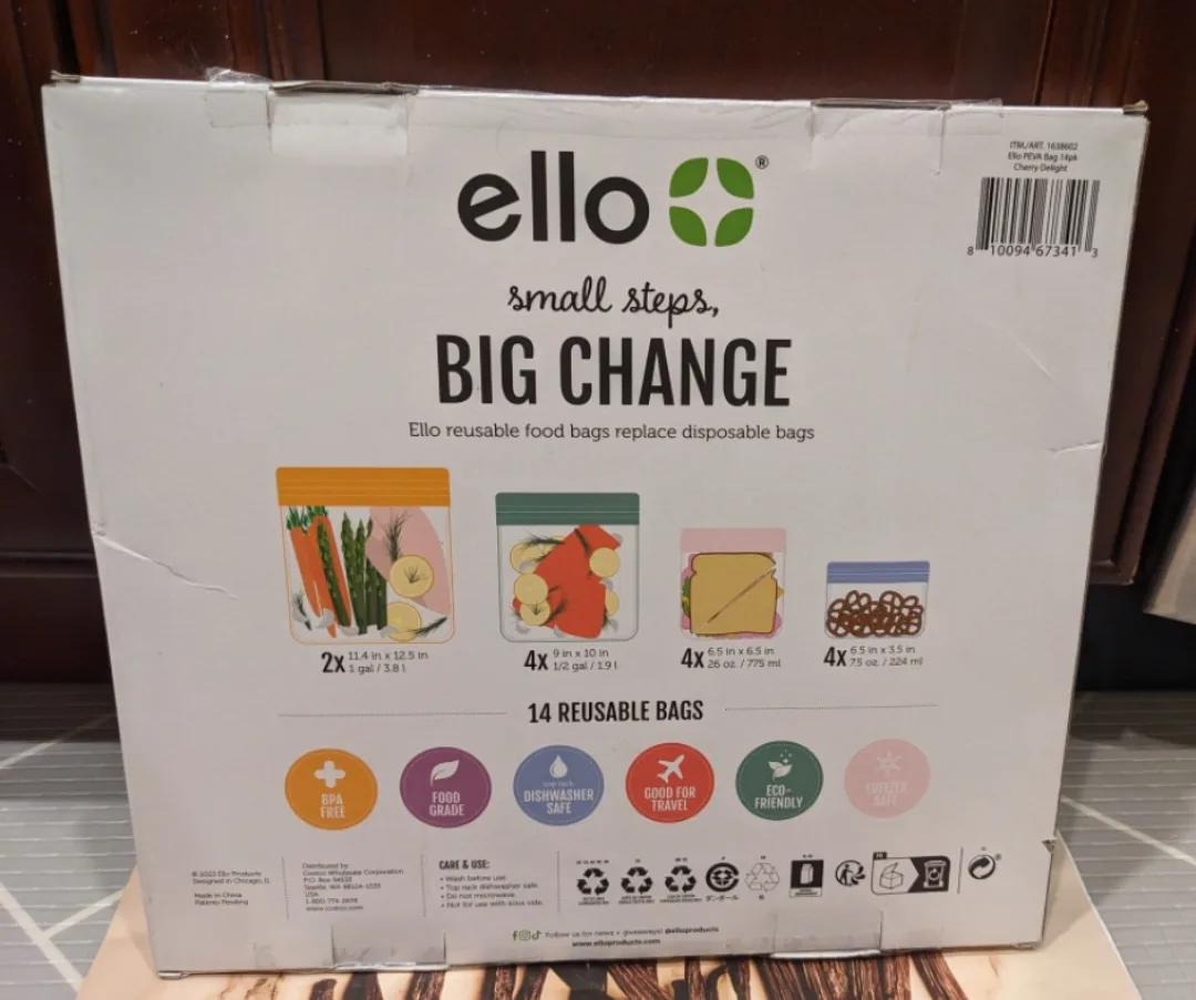 Ello 14 Reusable Food Storage Bags- Brand New sealed 🍁 image indicator(5)