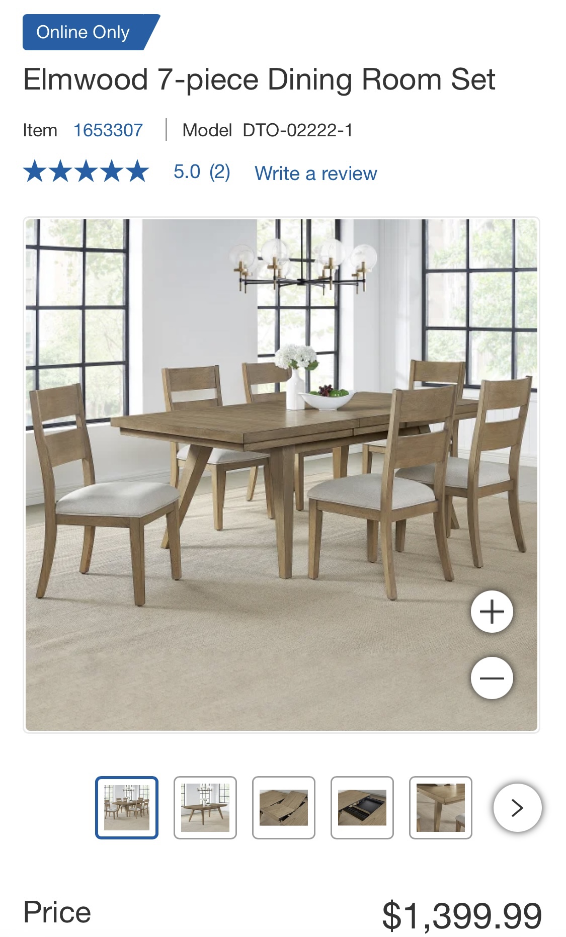 *NEW* Gorgeous, extendable Elmwood 7-piece Dining Room Set