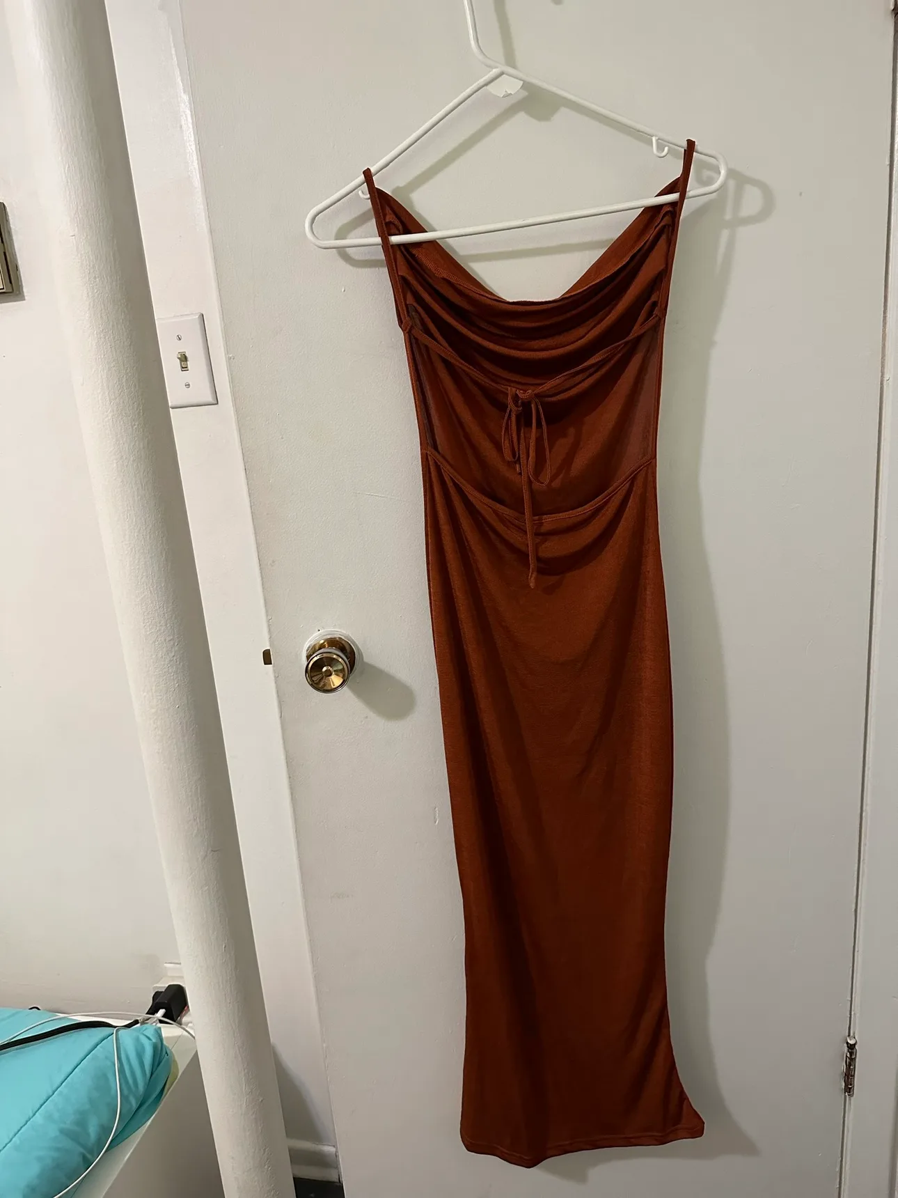 SHEIN Solid Tie Backless Ruched Dress image indicator(4)