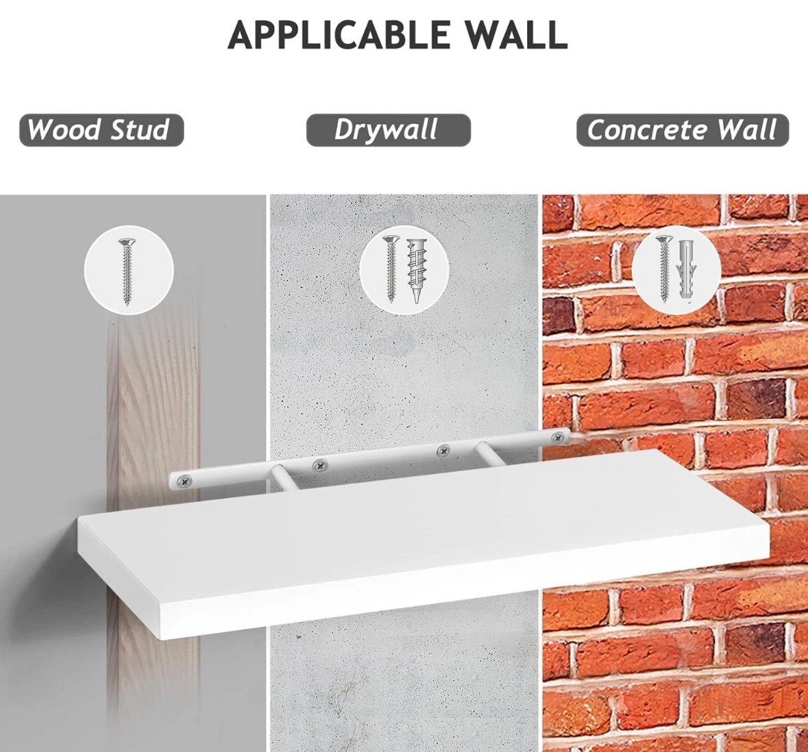 New White Floating Shelves set of 3 - photo 4