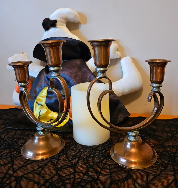 Vintage Venetian Copper Candelabras with Pewter Accents 🕯 image indicator(7)