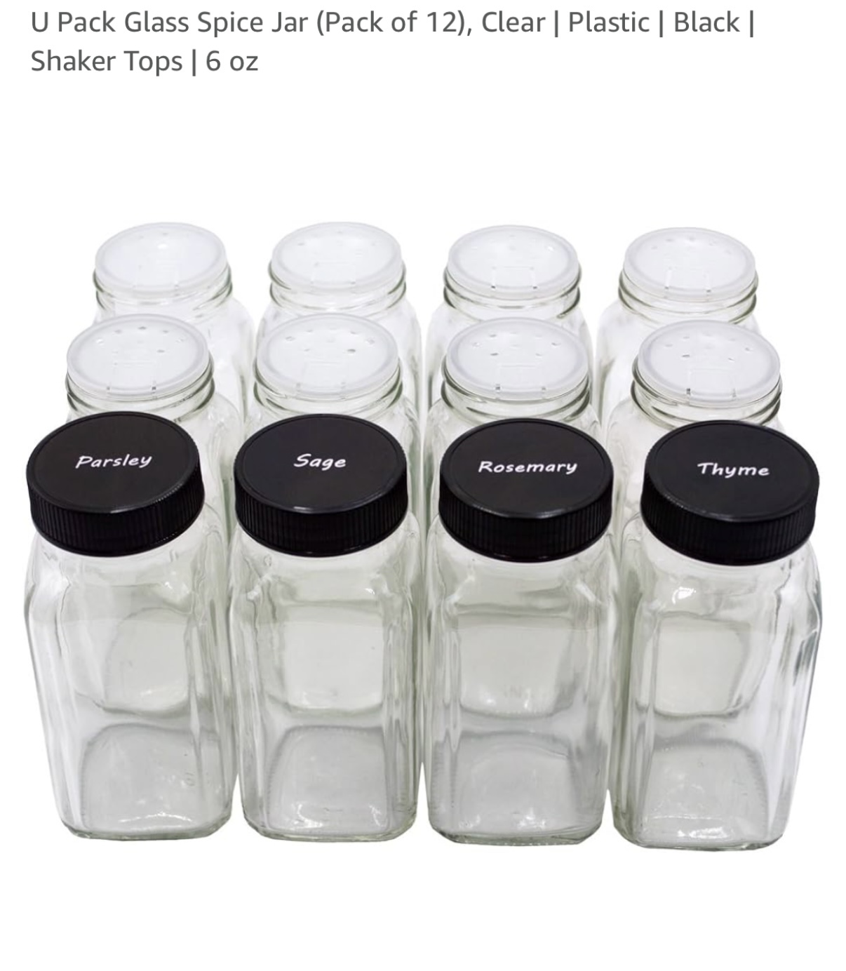U-Pack Glass Spice Jars x12 with labels