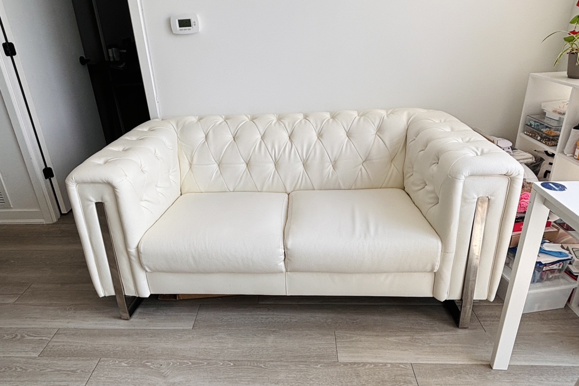 White Sofa ( premium leather loveseat)