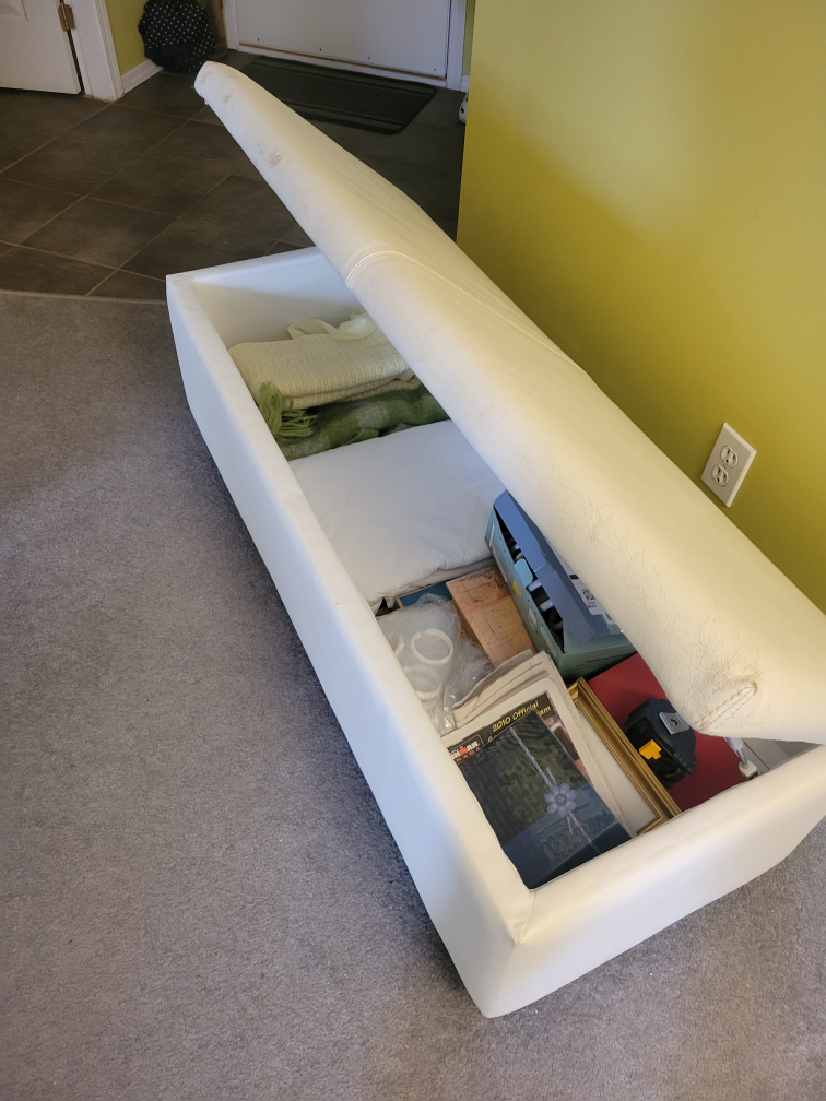 White Storage Ottoman - photo 2