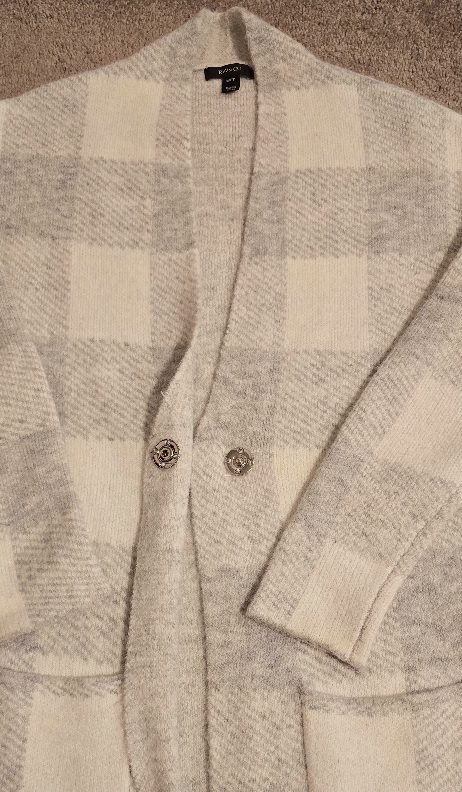 RW&CO Grey and White Plaid Cardigan - photo 3