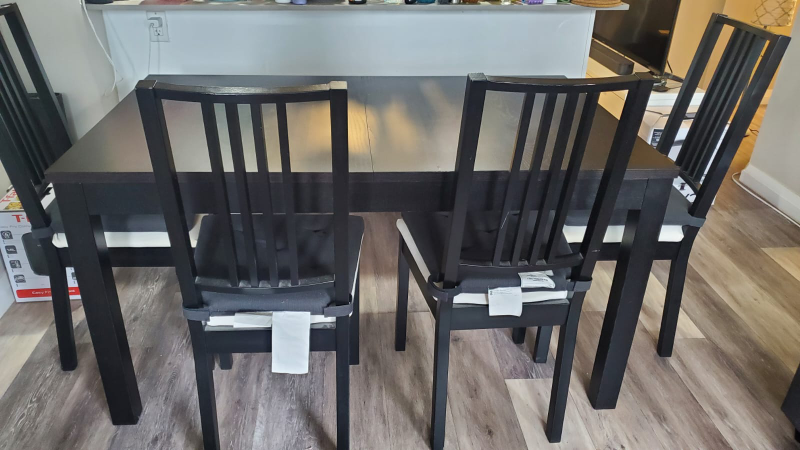 Black Extendable Dining Table and Four Chairs - photo 5