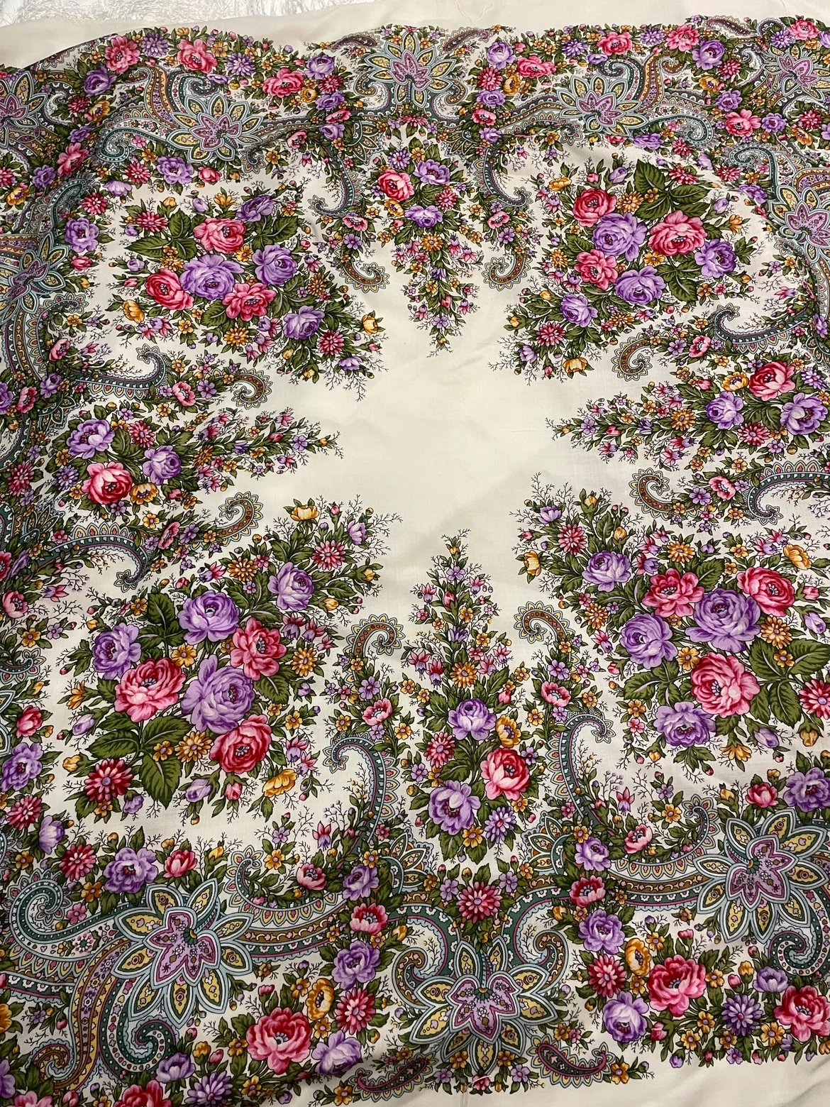 Vintage Floral Wool Shawl/Scarf thumbnail