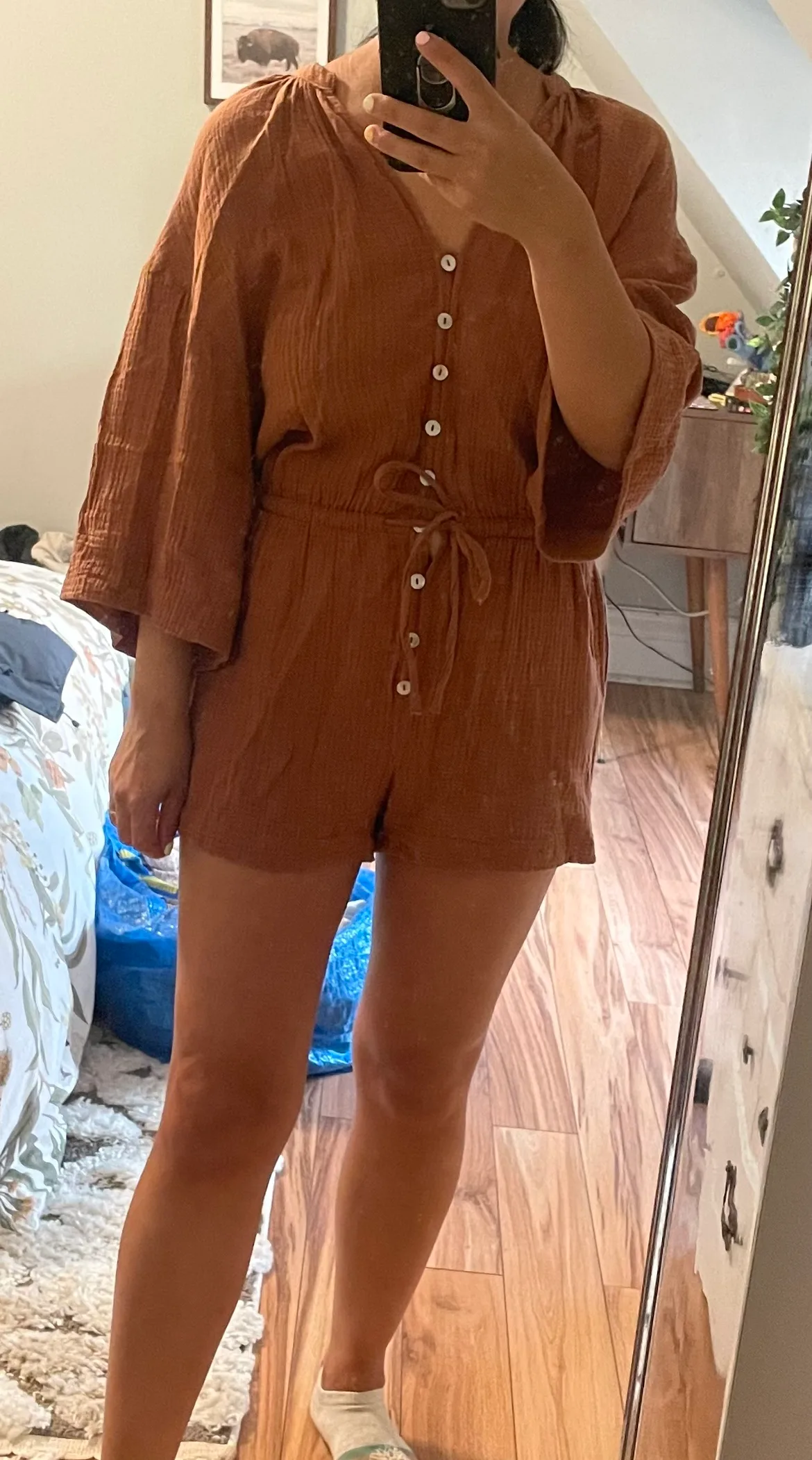 Burnt Orange Romper (sz XS) thumbnail
