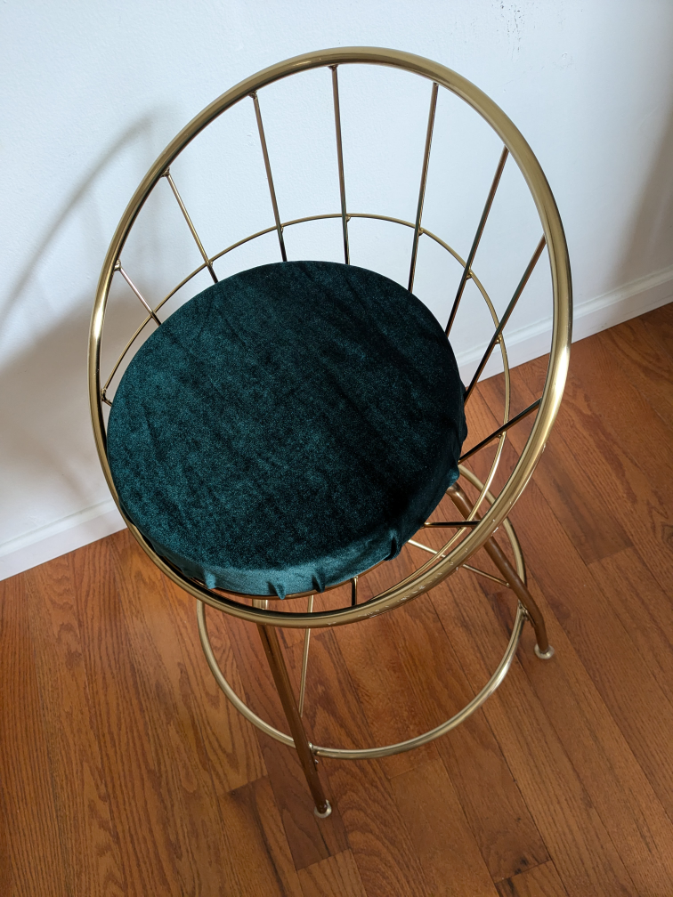 Gold Barstool with Green Velvet Seat - photo 3