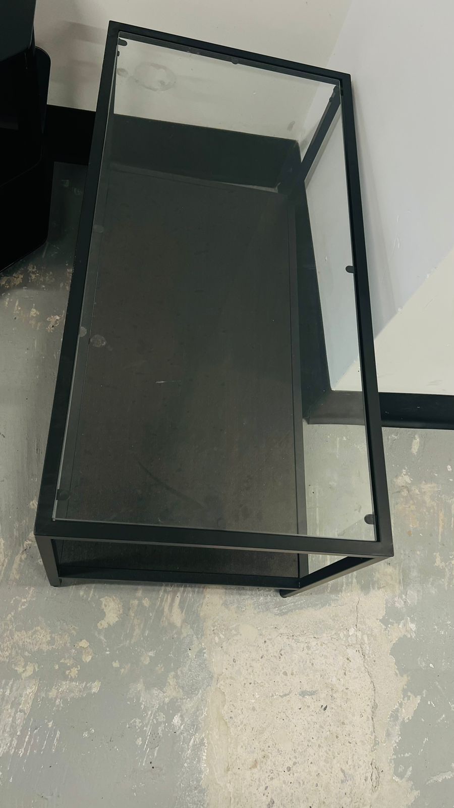 Black Metal and Glass Coffee Table