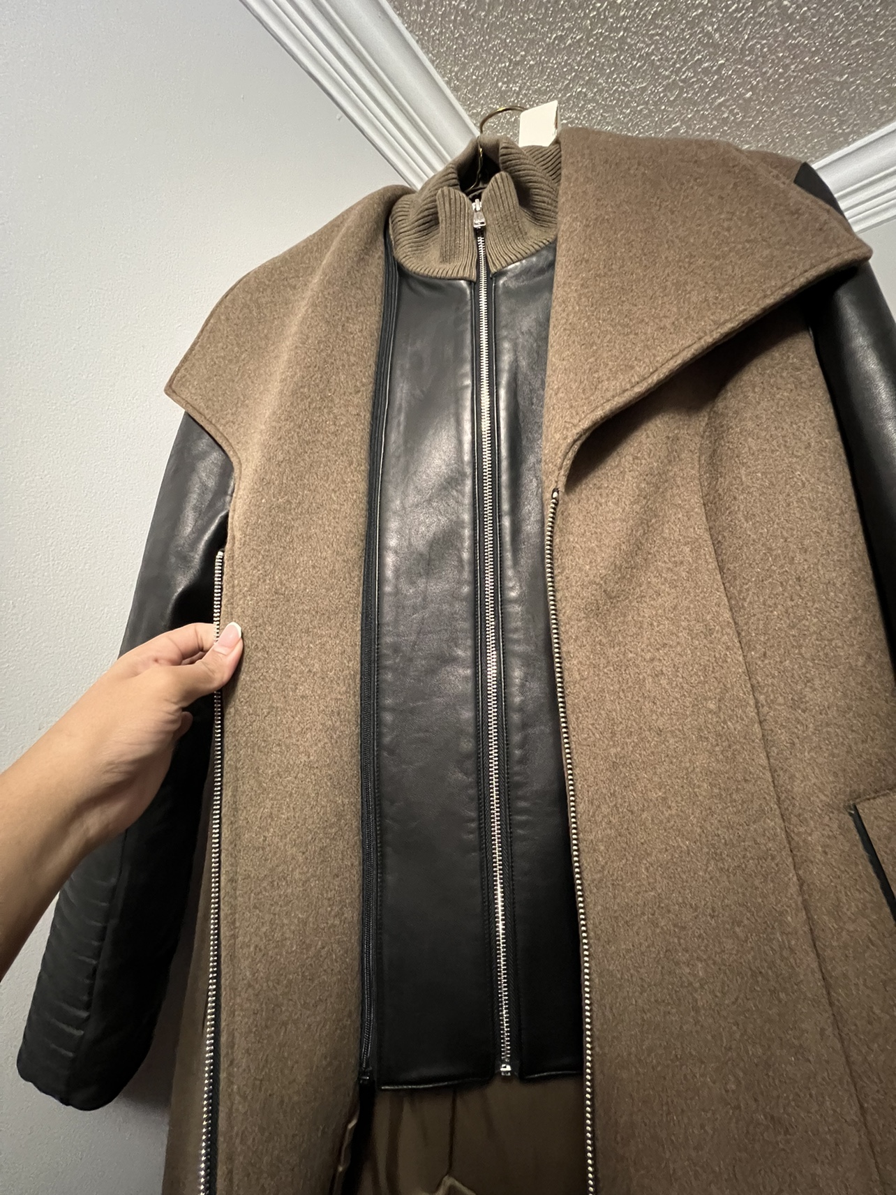 Women's Brown Wool and Leather Coat (Danier  Leather) - photo 4