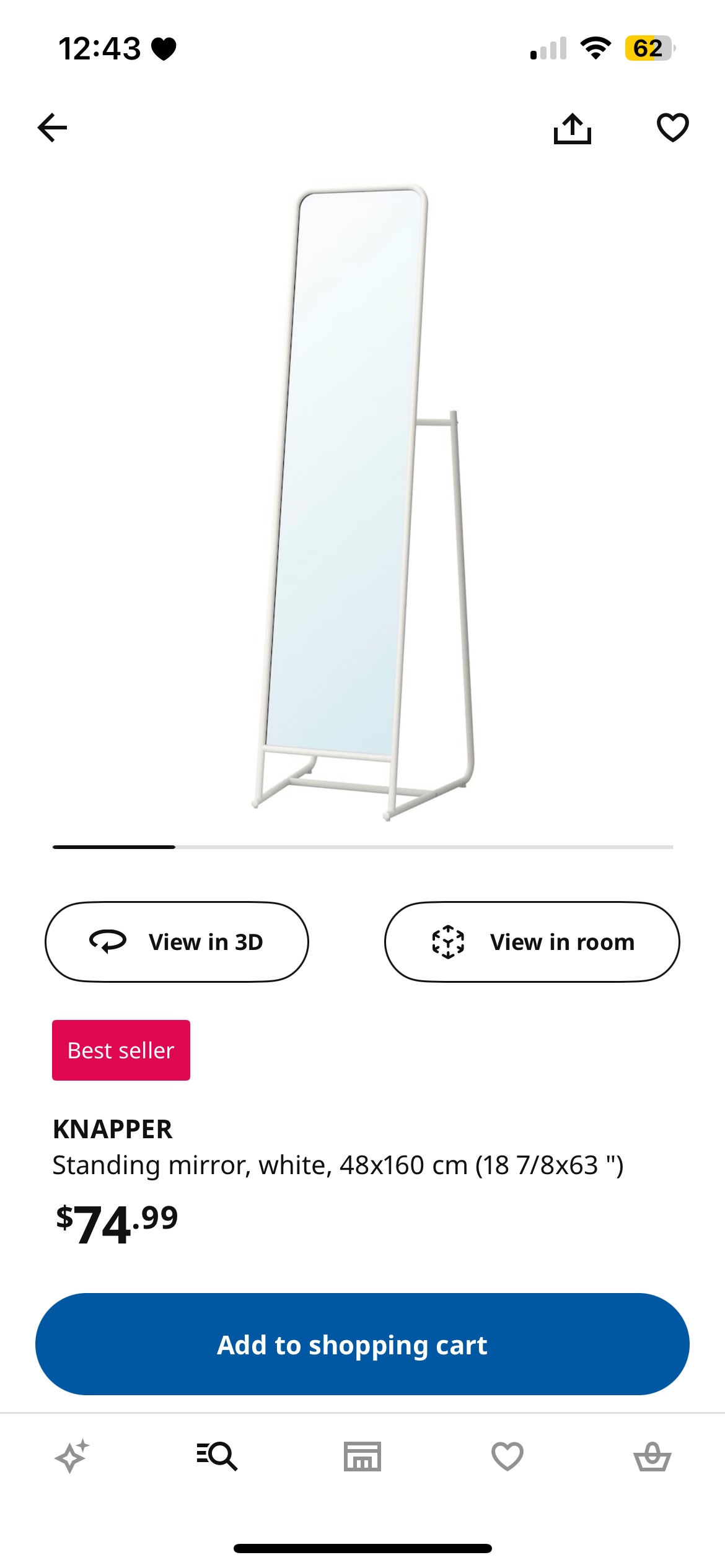 IKEA KNAPPER Full Length Mirror
