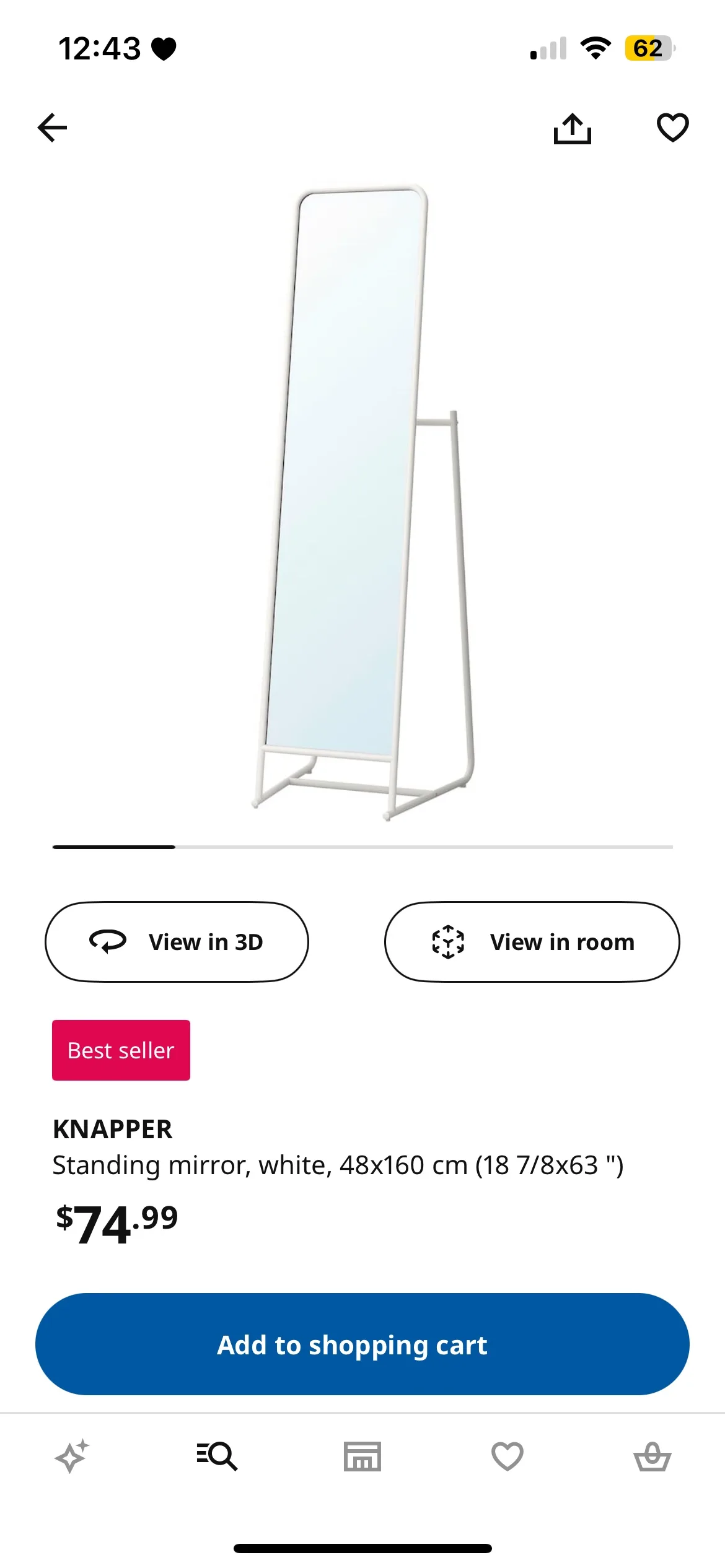 IKEA KNAPPER Full Length Mirror thumbnail