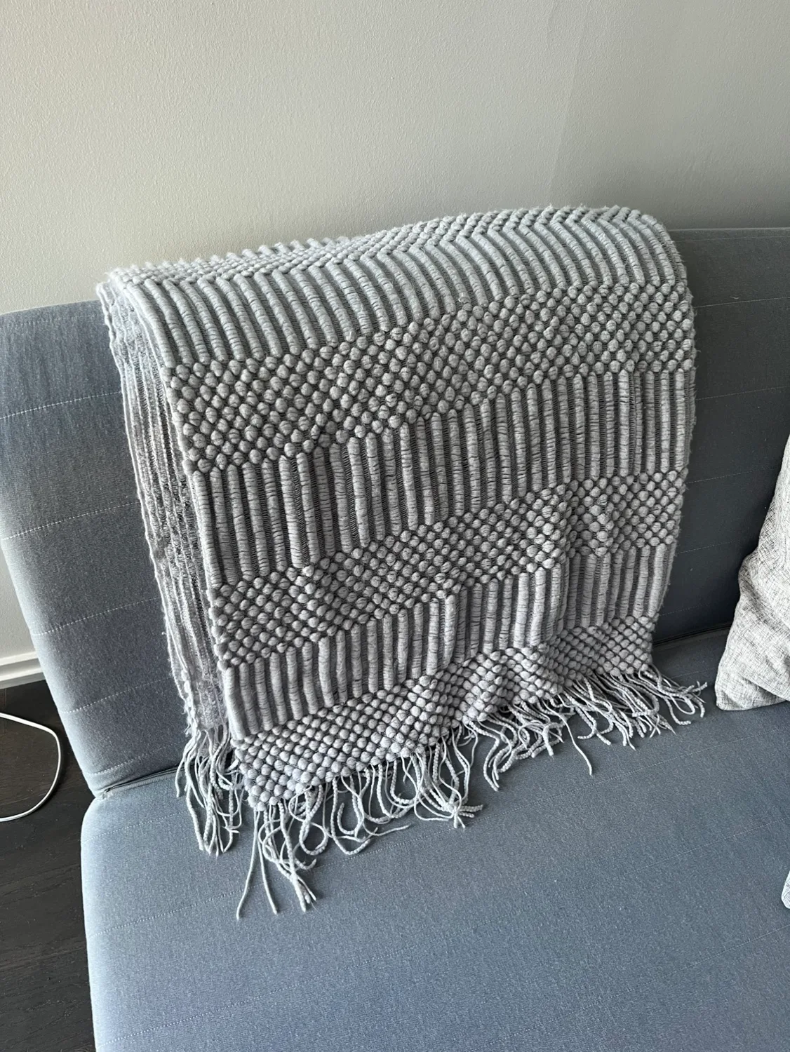 Grey Knit Throw Blanket thumbnail