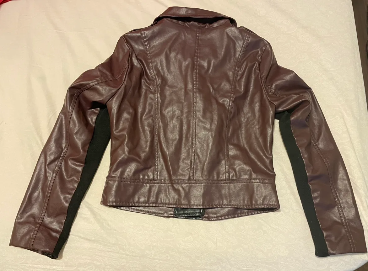 Burgundy Faux Leather Jacket image indicator(3)