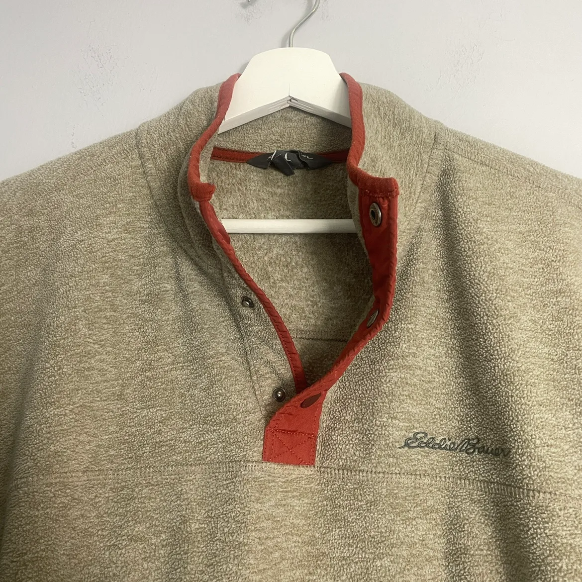 Eddie Bauer Men's Brown Snap Fleece Pullover Sweater Size Large image indicator(2)