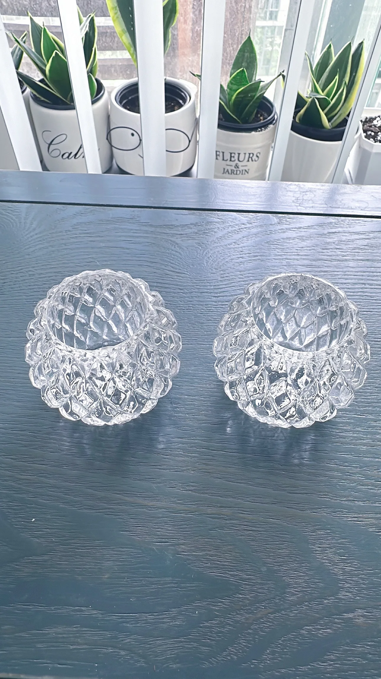 SET of 2 Clear Glass Tealight Candle Holders image indicator(10)