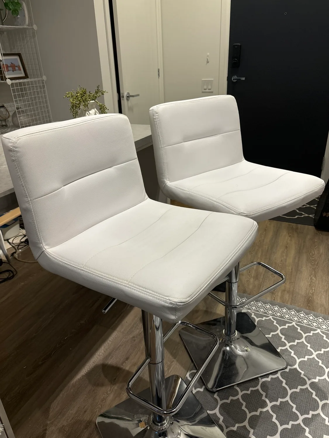 Moving Sale - Set of 2 White Bar Stools thumbnail