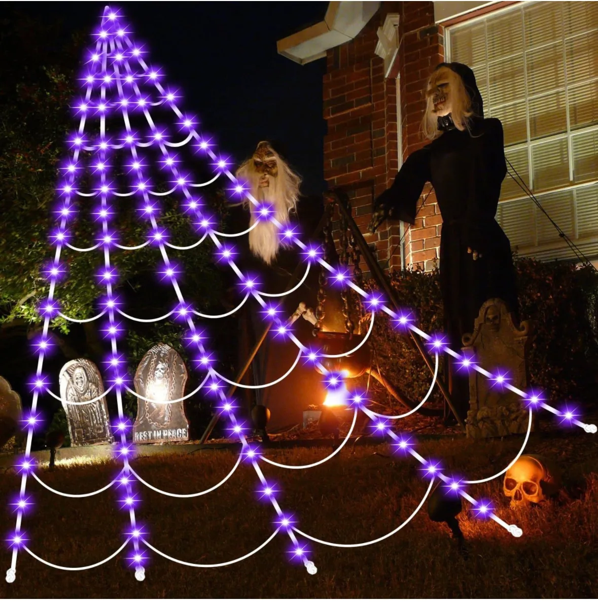 giant Purple LED Spider Web Halloween Decor (brand new) image indicator(2)