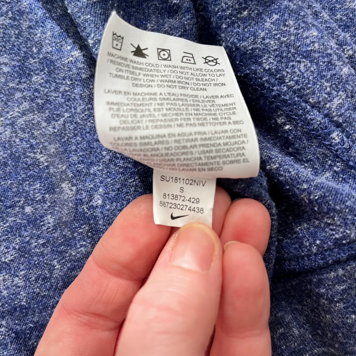 Nike Zip Up Drawstring Heathered Blue Hoodie Size Small image indicator(7)