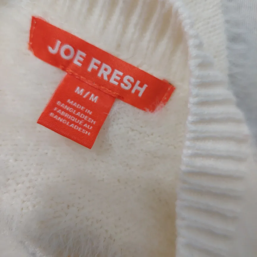 NWOT White Fuzzy Sweater Medium image indicator(4)