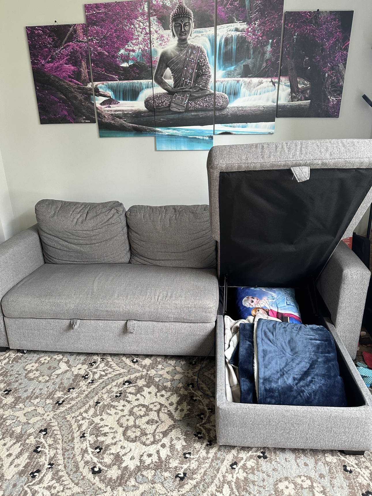 Grey Sectional Sofa Bed with Storage - photo 2