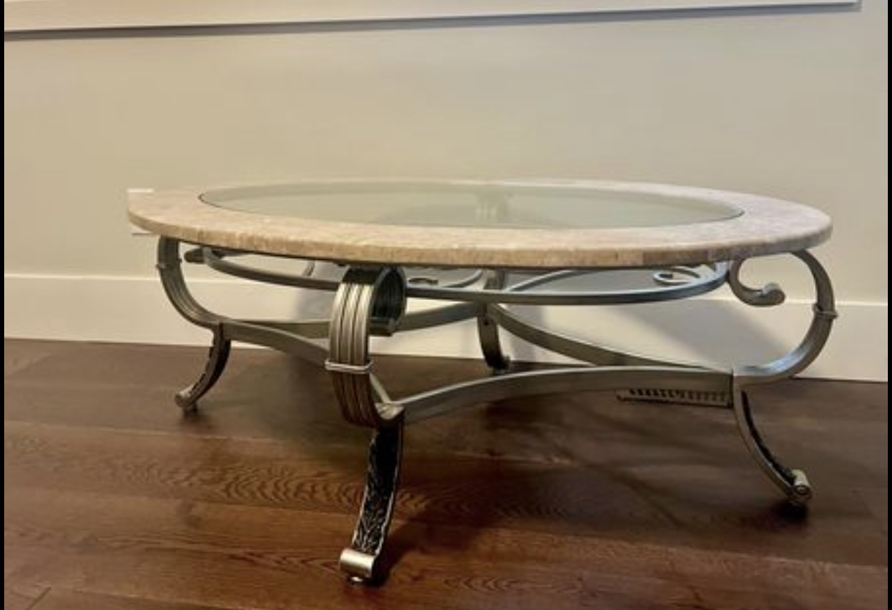 Oval Coffee Table with Glass Top