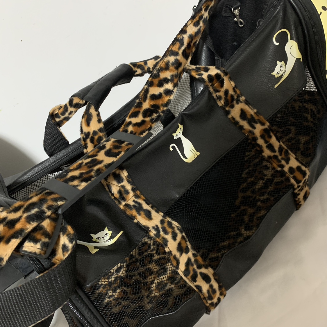 Cat Carrier Bag Leopard Print, black cat travel bag - photo 2